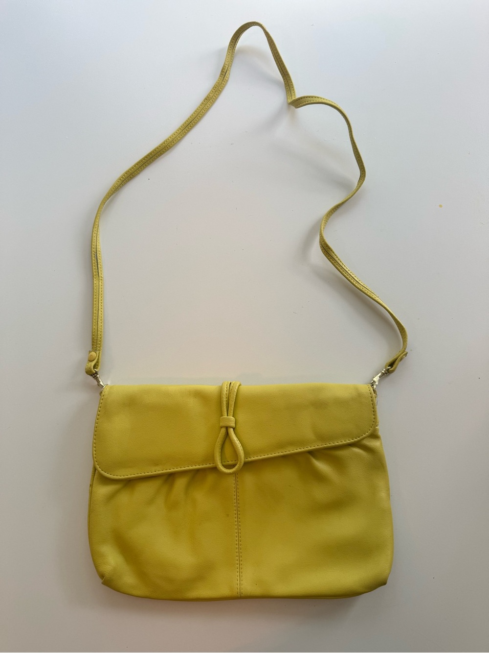 Vintage Chartreuse Yellow Leather Crossbody Bag